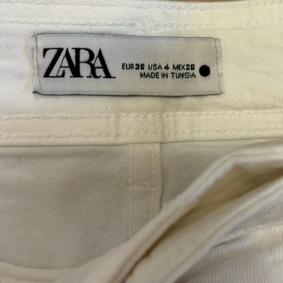 ZARA ZW Mariner High-Waisted Wide Leg Jeans in White - Picture 7 of 9
